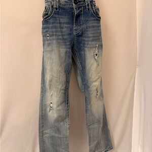 Rock Revival Blue Denim Jeans with Orange Accents